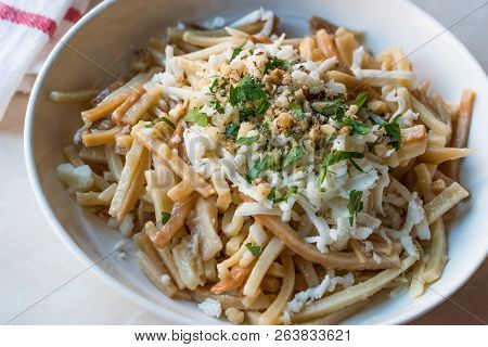 Turkish Noodle / Eriste With Cheese, Walnuts And Parsley.