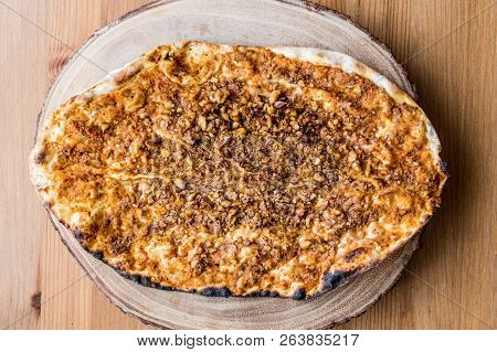 Cevizli Lahmacun Or Turkish Pizza With Walnut.