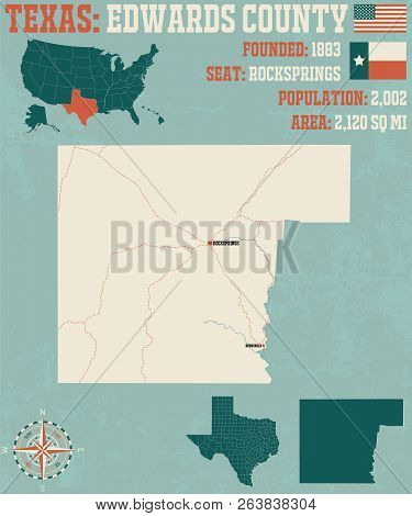 Detailed Map Of Edwards County In Texas, Usa