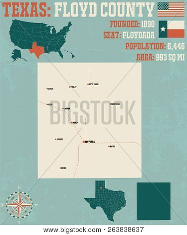 Detailed Map Of Floyd County In Texas, Usa