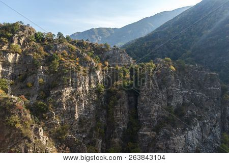 Amazing Autumn Landscape With  Forest Around Krichim Reservoir, Rhodopes Mountain, Bulgaria