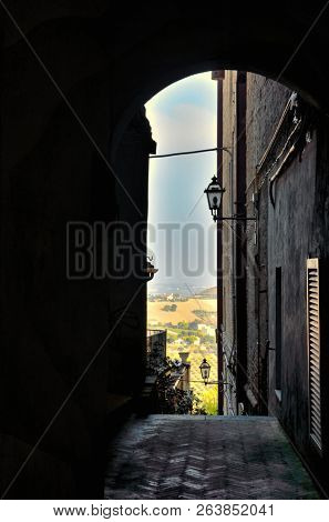 Old town of Fermo, Italy, grown around and on the top of the Sabulo hill.