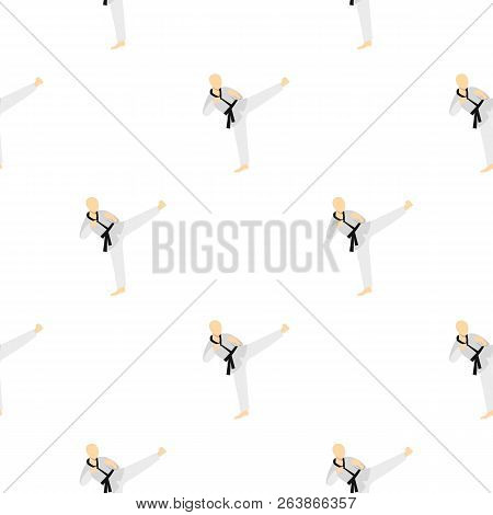 Wushu Fighting Style Pattern Seamless Background In Flat Style Repeat Illustration