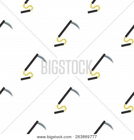Kusarigama, Japanese Weapon Pattern Seamless Background In Flat Style Repeat Illustration