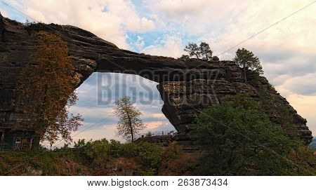 Natural Monument, Sandstone Gate - Pravcice Gate In Bohemian Switzerland National Park. The Biggest 