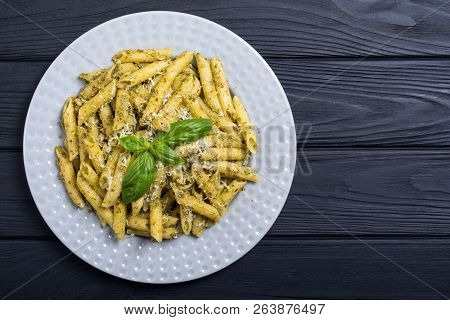 Italian Penne Pasta With Sauce Pesto