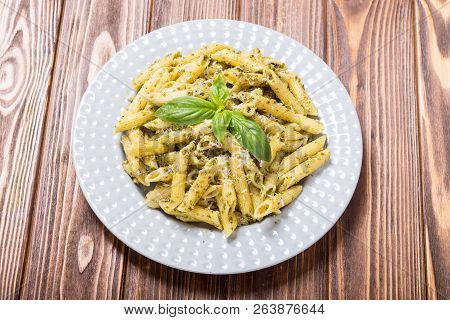 Italian Penne Pasta With Sauce Pesto