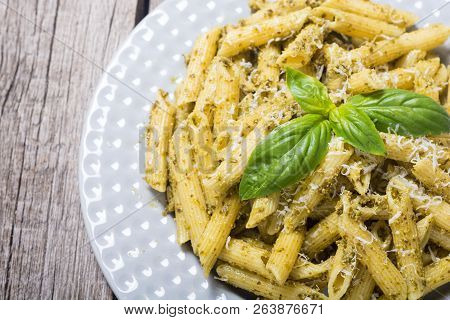 Italian Penne Pasta With Sauce Pesto