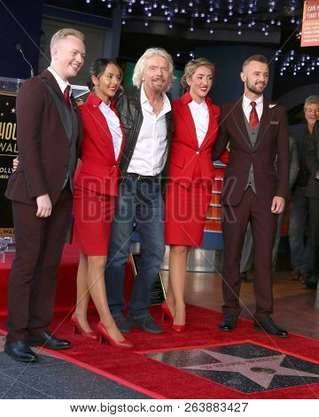 LOS ANGELES - OCT 16:  Sir Richard Branson, Virgin Arirlines Staff at the Sir Richard Branson Star Ceremony on the Hollywood Walk of Fame on October 16, 2018 in Los Angeles, CA