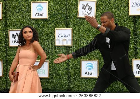 LOS ANGELES - OCT 14:  Danielle Nicolet, David Ramsey at the CW Network's Fall Launch Event  at the Warner Brothers Studios on October 14, 2018 in Burbank, CA