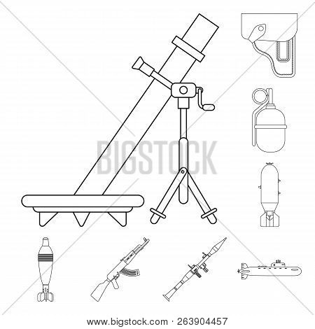 Vector Design Of Weapon And Gun Icon. Set Of Weapon And Army Vector Icon For Stock.
