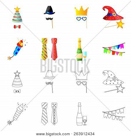 Vector Design Of Party And Birthday Symbol. Set Of Party And Celebration Stock Vector Illustration.