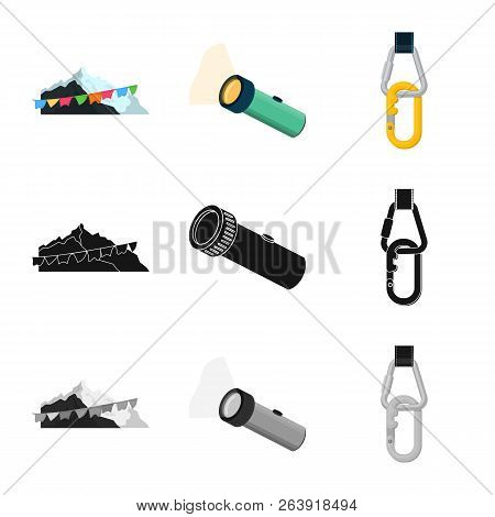 Isolated Object Of Mountaineering And Peak Icon. Collection Of Mountaineering And Camp Vector Icon F