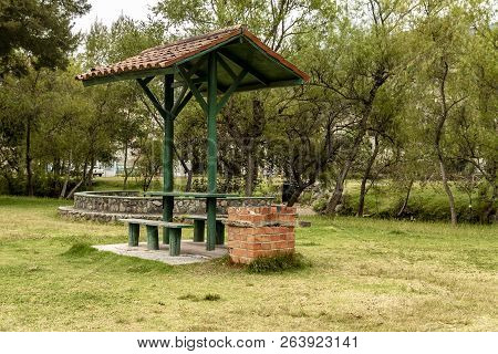 Gazeebo In A Park Near A River In Gualaceo