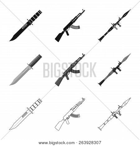 Isolated Object Of Weapon And Gun Logo. Collection Of Weapon And Army Vector Icon For Stock.