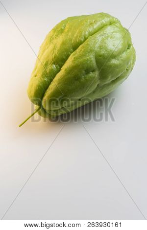 Fresh Green Chayote Isolated On White Background