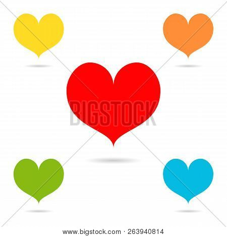 6995177 Set Of Colored Hearts With Shadow. Design Elements On An Isolated Light Background. The Conc