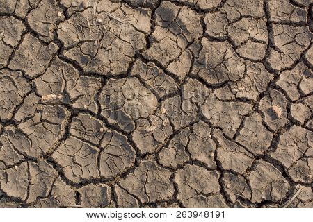 Dry Soil Arid, Drought Land Of India In Summer Seasion.
