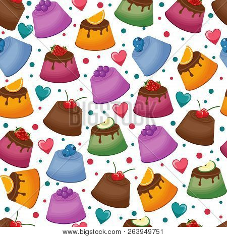 Sweet Snack Seamless Pattern Fruit Jelly Gelatin Wallpaper Repeatable