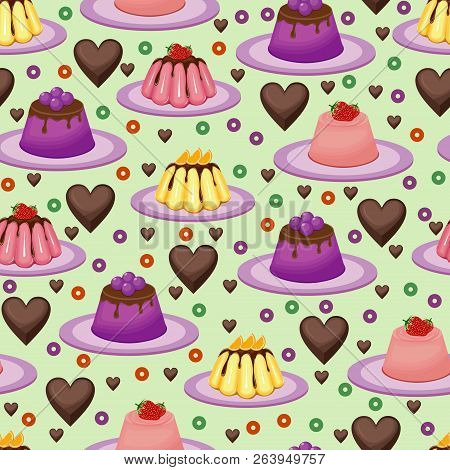 Sweet Snack Seamless Pattern Fruit Jelly Gelatin Wallpaper Repeatable