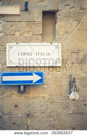 Street Plate With The Text Corso Italia On A Wall