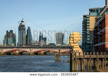 London / Uk - September 17 2018: View Of The Blackfriars Bridge And The City Skyline, Including The 