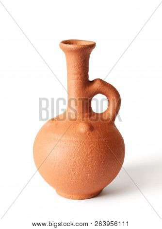 A Clay Wine Jug On A White Background, Isolated