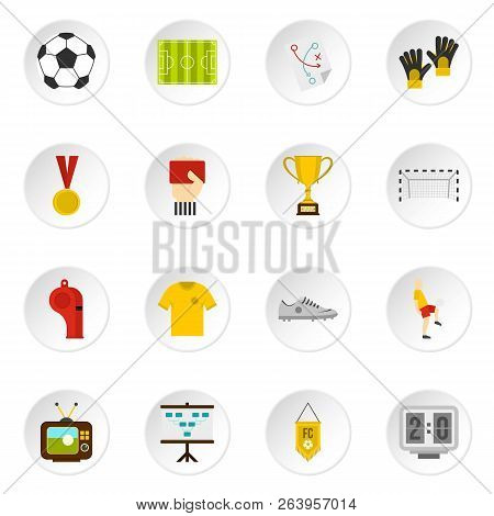 Soccer Football Icons Set In Flat Style Isolated Icons Set Illustration