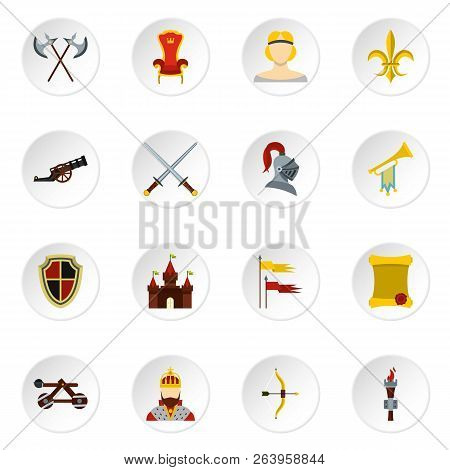 Knight Icons Set. Flat Illustration Of 16 Knight Icons Set Illustration