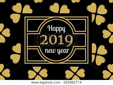 Digital composite of Happy New Year Golden shamrocks and textblock in the middle
