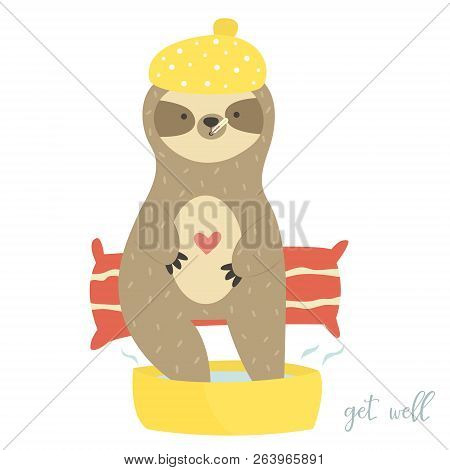 Sicken Sloth Taking Different Procedures. Diseased Animal.