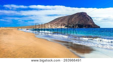 Best beaches of Tenerife island - La Tejita beach (el Medano).popular for wind surfing