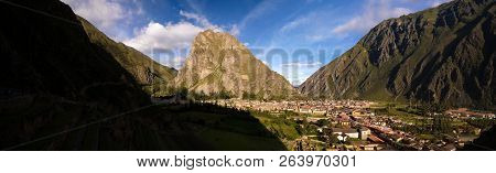 Panoramic View To Ollantaytambo Archaeological Site At Cuzco Province, Peru