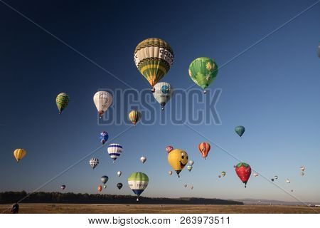 Tautii Margheraus, Maramures, Romania - October 5, 2018: Colorful hot air balloons at  Maramures Balloon Fiesta 2018