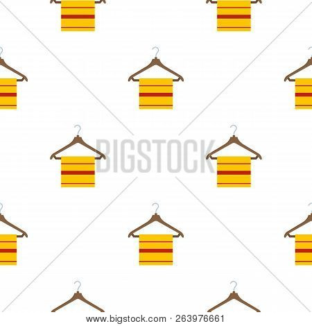 Yellow Scarf On Wooden Coat Hanger, Pattern Seamless Flat Style For Web Illustration