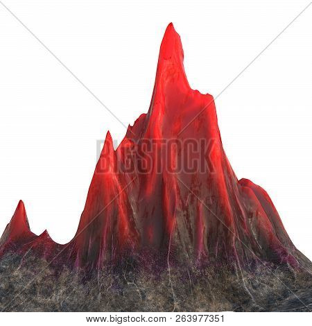 Ock With Red Crystal On White Isolated Background. 3d Illustration