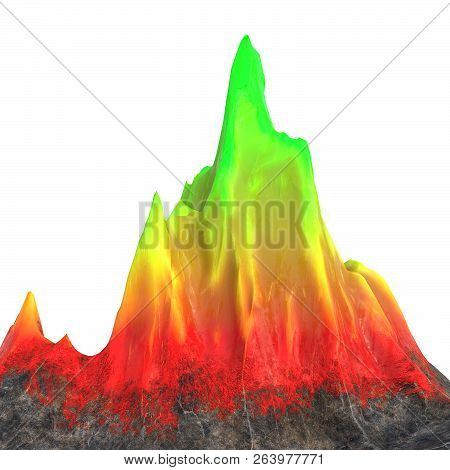 Ock With Green Crystal On White Isolated Background. 3d Illustration