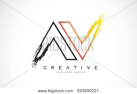 Av Creative Modern Logo Design Vetor With Orange And Black Colors. Monogram Stroke Letter Design.