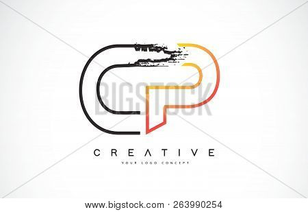 Cp Creative Modern Logo Design Vetor With Orange And Black Colors. Monogram Stroke Letter Design.