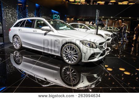 Paris - Oct 2, 2018: Mercedes Benz C-class Estate C300de Car Showcased At The Paris Motor Show.