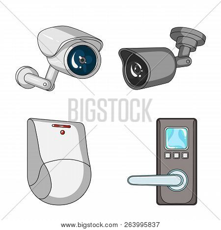 Vector Design Of Cctv And Camera Sign. Collection Of Cctv And System Stock Symbol For Web.