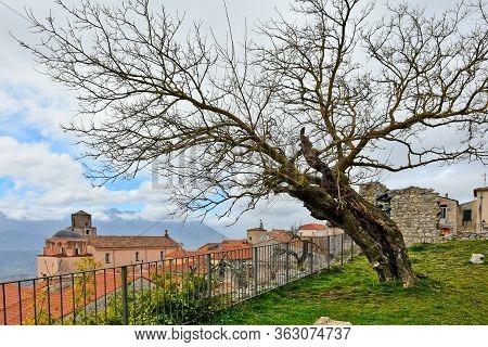 Panoramic View Of The Village Of Buccino In The Province Of Salerno, Italy