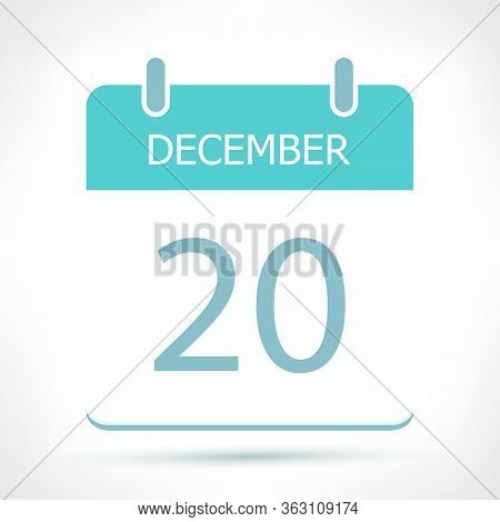 December 20 - Calendar Icon - Calendar Flat Design Template