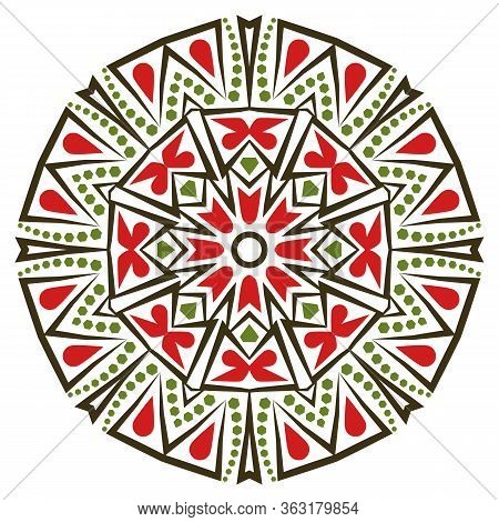 Mandala. Indian Antistress Medallion. Abstract Islamic Flower, Arabic Henna Design, Yoga Symbol.