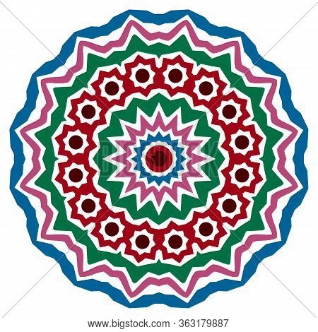 Mandala. Indian Antistress Medallion. Abstract Islamic Flower, Arabic Henna Design, Yoga Symbol.