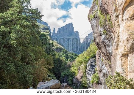 View From The Tugela Gorge Towards The Devils Tooth And Toothpick In The Amphitheatre