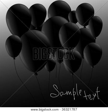 Karte mit schwarzen Ballons und den text