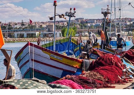 Rabat, Morocco - Oct 13, 2019: View Of The Harbour Of Rabat, Morocco Located In The River Bou Regreg