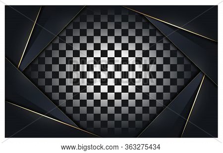 Abstarct Modern Shape Luxury Background And Light Golden Design. Black And White Color Dark Backgrou