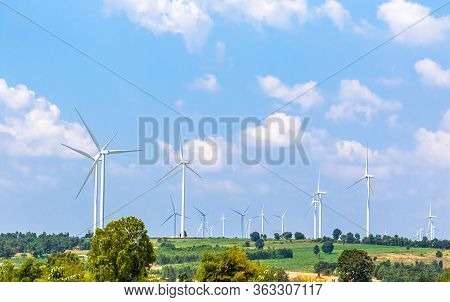 Wind Turbine  Generators Line The Hilltops